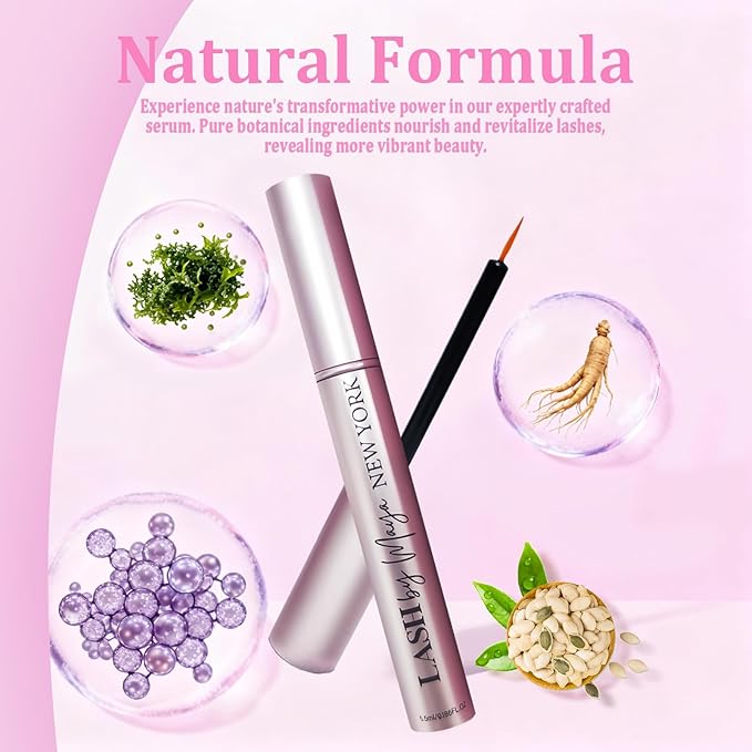 Eyelash Growth Serum with Natural Formula，Lash By Maya Serum Gentle & Vegan，Lash Essence for Eyelash Growth: Achieve Longer, Thicker, and Fuller-Looking Lashes 0.18Fl Oz (5.5ml)