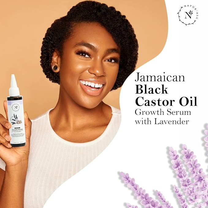 Naturall Jamaican Black Castor Oil Serum with Lavender - Hair Growth Elixir for Curly, Dry & Damaged Hair - Best Strengthening Formula (100ml)