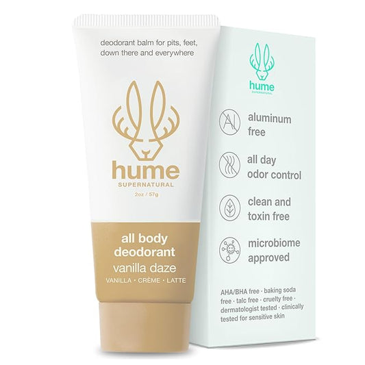 Hume Supernatural Invisible Whole Body Deodorant Balm - Full Body Protection - Aluminum Free, No Baking Soda - Anti-Chafing Odor Control - Clinically Tested on Sensitive Skin (Vanilla Daze, 1-Pack)