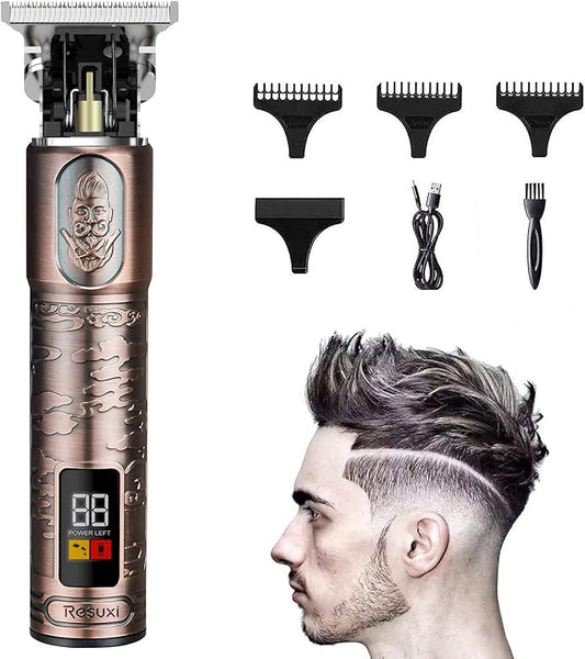Ornate Hair Clippers for Men, Cordless Edgers Clippers Professional Hair & Beard Trimmer for Barber Pro Zero Gapped T-Blade Trimmer with LCD Display, Rose Gold