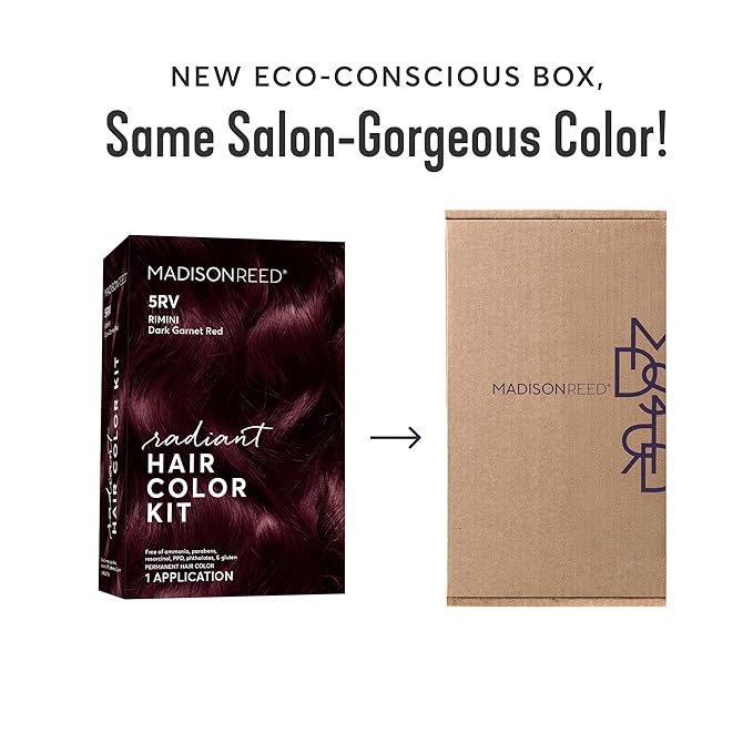 Madison Reed Radiant Hair Color Kit | 5RV Dark Garnet Red with Vibrant Red Violet Tones (Rimini Garnet) Vivid Color-Enhancing Salon-Quality Permanent Hair Dye | PPD-Free & Ammonia-Free |1 Pack