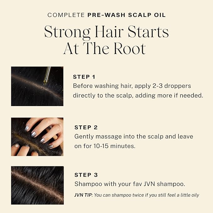JVN Complete Pre-Wash Scalp Oil, 1.7 Fl Oz, Hair Treatment and Scalp Clarifying Oil Made with Rosemary Extract, Hair Care for Women and Men, Silicone Free