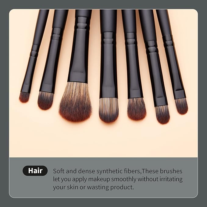 Jessup Eye Brushes Set, Vegan Makeup Brushes with Concealer Powder Eyeshadow Blending Eyeliner Spoolie Brush, 16pcs Premium Synthetic Black Cosmetic Brush T272