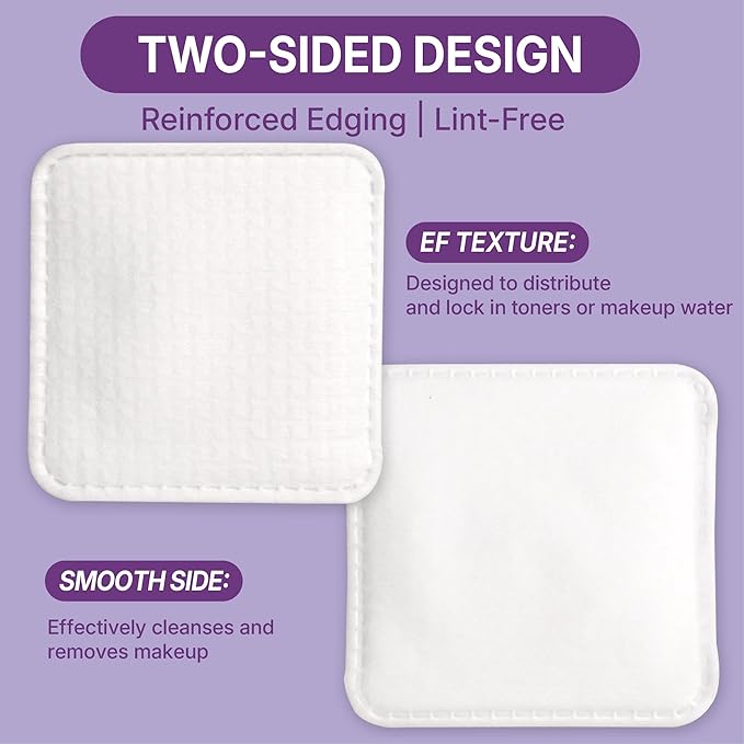 100% Cotton Pads 70PCS, 3x3 Inch Extra Large Triple-Layer Makeup Remover Pads, Soft Lint-Free Cotton Pads for Face Cleansing & Skincare