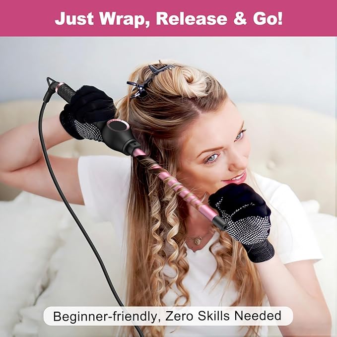 1/2 Inch Curling Wand for Long Hair, Extra Long Barrel Ceramic Half Inch Curling Wand, 7 Adjustable Heats, 110-240V Dual Voltage Small Barrel Curling Iron Wand, 60 Minutes Auto Shut Off