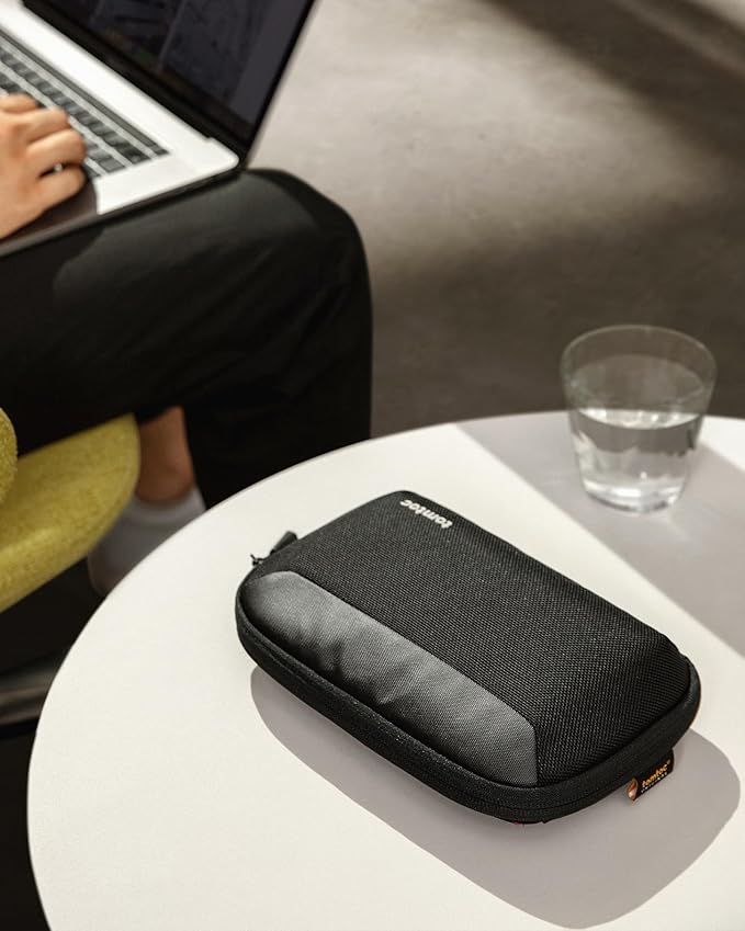 tomtoc Travel Cable Organizer Pouch, Electronics Accessories Organizer Portable Waterproof Double Accessories Carry Case for Cord, Charger, Cables, USB Drive, Black