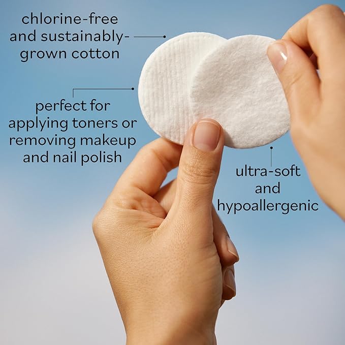 Sky Organics Organic Cotton Rounds for Sensitive Skin, 100% Pure GOTS Certified Organic for Beauty & Personal Care, 300 ct.