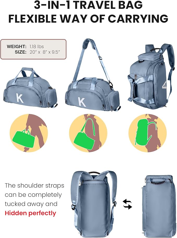 10 11 12 13 Year Olds Daughter Birthday Gifts, Initial Gym Bags with Shoe Compartment, Dance Bag for Girls, Monogram Kid Overnight Bags, Trendy Stuff -Gifts for Teenage (Letter G)