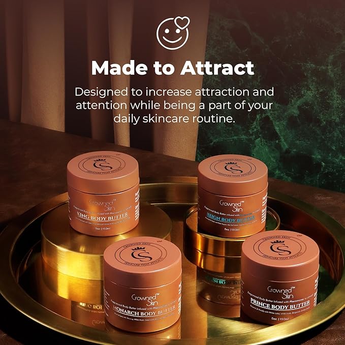 Crowned Skin Monarch Cologned Body Butter | Spicy and Bold Scent | Blended with White Musk & Cedarwood | Infused with Organic Shea & Mango Butters | Moisturizing Formula with All-Day Fragrance | 5oz