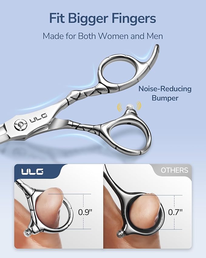 ULG Professional Hair Cutting Scissors 7" Japanese Stainless Steel Hand-Honed Salon Barber Scissors for Stylists & Home Use, Haircut Shears for Men & Women, Ergonomic Design with Patterned Handles