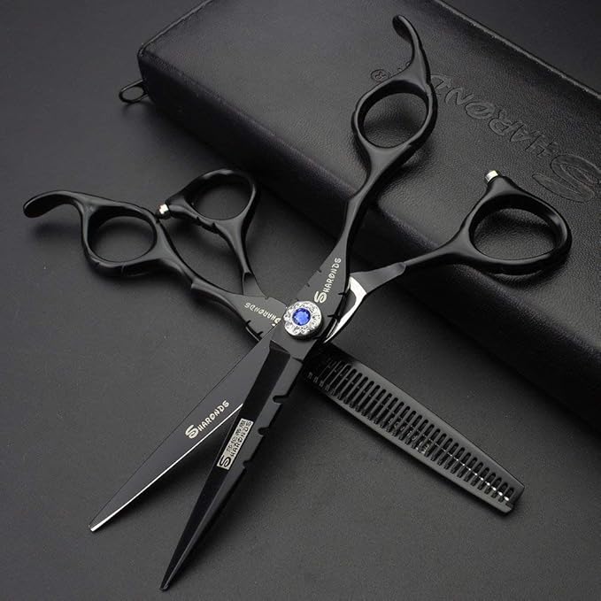 SHARONDS 6 Inch 440C High Hardness Stainless Steel Hair Scissors Hair Salon Hair Stylist Cutting Thinning Tool Barber Special (scissors set) (6 inch 2pc-A)
