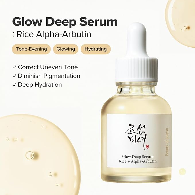Beauty of Joseon Glow Deep Serum Rice Alpha-Arbutin for Uneven Dull Skin Tone, Daily Korean Skin Care for Men and Women 30ml, 1 fl.oz - Aurabelle