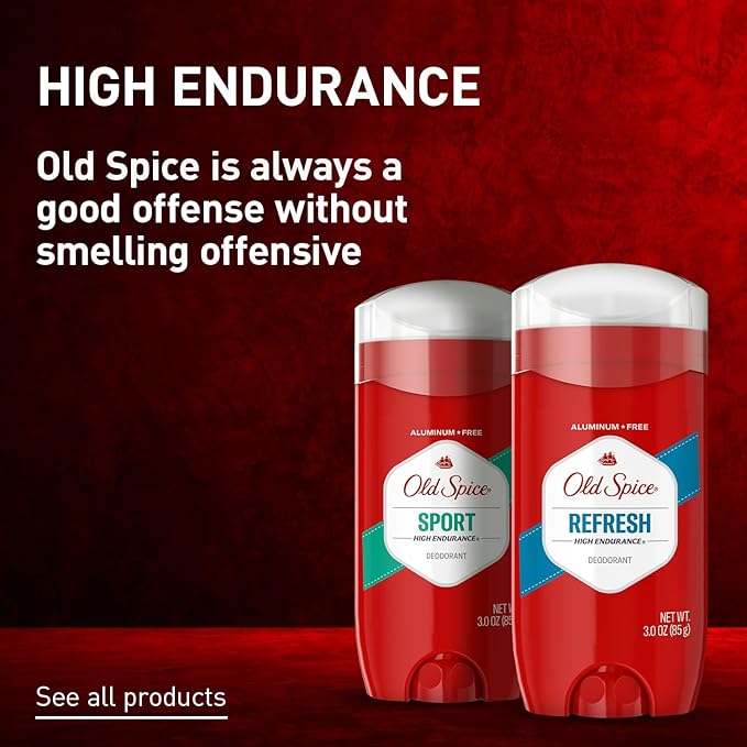Old Spice Aluminum Free Deodorant For Men, High Endurance, 24/7 Sweat Defense & Odor Protection, 24/7 Freshness & Lasting Scent, Sport Scent, 3.0 oz (Pack of 3)