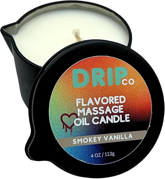 Drip Massage Candle 4 oz, Smokey Vanilla Pour Massage Oil on Body - Couples Gifts, Massage Therapy