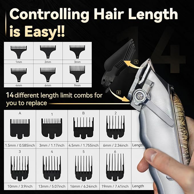 Professional Hair Clippers and Trimmers Set for Men, Cordless Rechargeable Electric Hair Clippers for Hair Cutting, Haircut Clipper for Barber, Men's Gifts for Husband, Barbers, Father