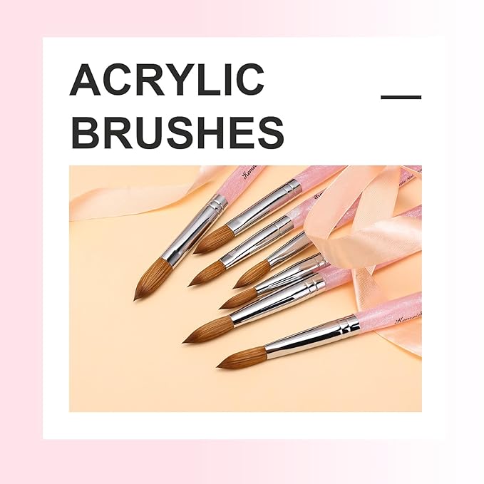 Acrylic Nail Brush Size #20, 100% Pure Kolinsky Nail Art Brushes for Acrylic Application, Sturdy Starry Handle Oval Shaped Nail Design Tools for Professional Manicure DIY, Pink