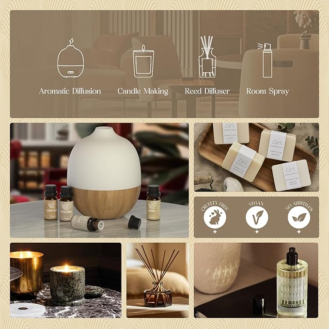 Hotel Diffuser Oils Gift Set, ARVIDSSON Luxury Fragrance Oil Blend, Hotel Scent Essential Oils for Diffuser, Jasmine & Mint, White Tea, Citrus Bliss, M-Way, Fancy Lobby, Gift for Women and Men