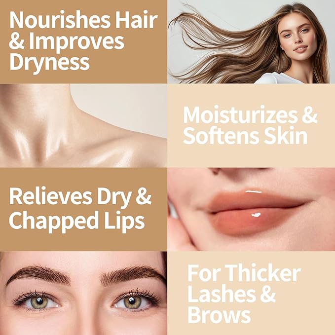 2 Pack 100% Pure & Natural Castor Oil, Cold Pressed Organic Castor Oil for Hair Growth, Eyelashes, Skin, Nails & Scalp, Daily Moisturizing & Nourishing for All Skin Types