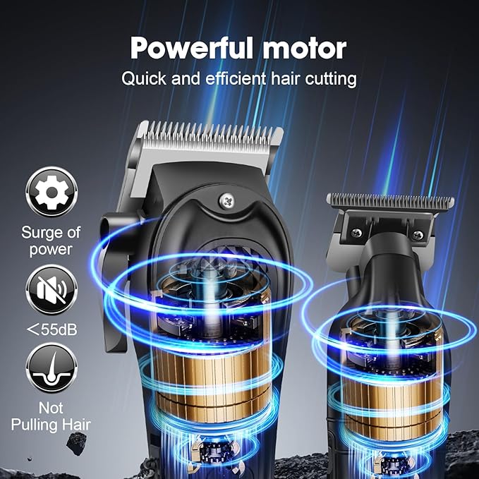 KEMEI Professional Hair Clippers Set for Men, Cordless Rechargeable Barber Clippers & Trimmers Kit, Clippers for Hair Cutting, Gifts for Men