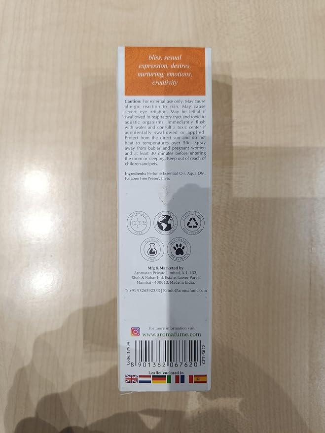 Sacral Chakra Natural Mist by Aromafume | 100ml/3.3 fl oz | Swadisthana | Aromatherapy Spray for Chakra Balance | Orange & Patchouli Extracts | Essential Oil Spray for Meditation, Yoga, Reiki