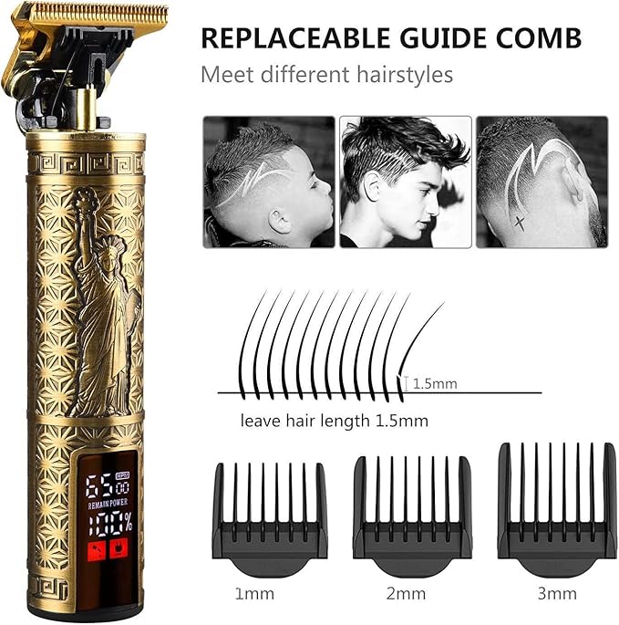 Hair Clippers for Mens Zero Gapped Cordless Hair Trimmer T-Blade Trimmer Professional Haircut & Grooming Kit Rechargeable Edgers Clippers Hair Trimmer Shaver Cutting Kit with LCD Display (Led-NS)