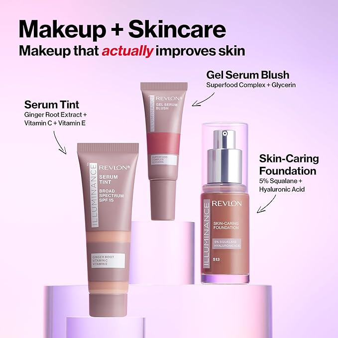 Revlon Illuminance Tinted Serum, Triple Hyaluronic Acid, Evens Out Skin Tone Over Time and Hydrates All Day, SPF 15, 417 Warm Caramel, 0.94 fl oz.