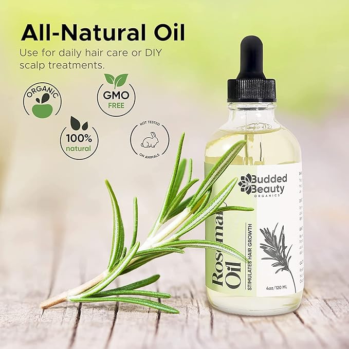 Natural Rosemary Essential Oil for Hair Growth - Hair Treatment with Dropper Bottle for Women and Men