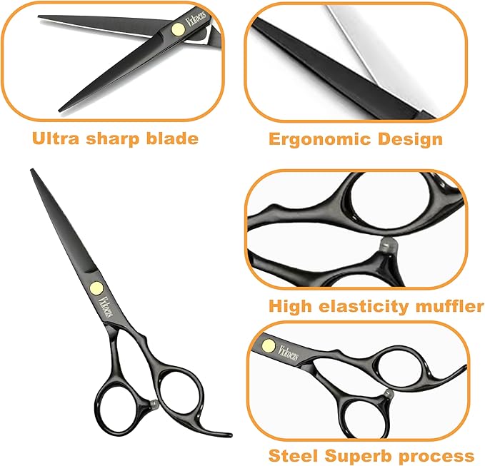 Hair Cutting Scissors Kit,11 Pcs Professional Haircut Scissors Kit with Cutting Scissors,Thinning Scissors, Comb, Cape, Clips,for Barber Shop, Salon, Home