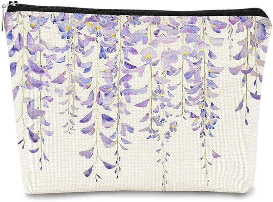 Watercolor Lavender Flowers Makeup Bag,Spring Summer Flower Cosmetic Bag Best Gift Idea for Teen Girls Women,Birthday Christmas Gifts for Girls Women Daughter Sister