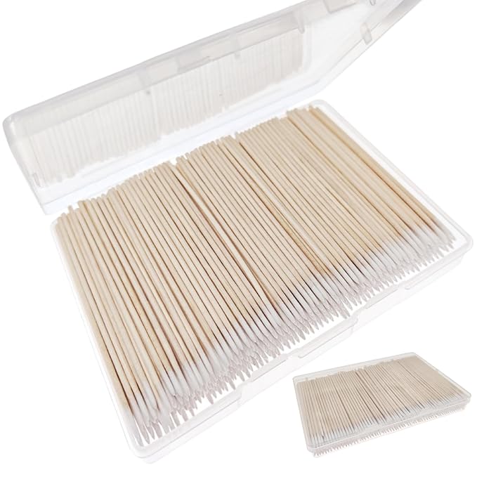 800pcs Pointed Cotton Swabs, 4 inch Precision Microblading Cotton Buds Cotton Sticks Applicator for Eyebrow Tattoo Beauty Make-up Nail Clean, Cosmetic use Wood Handle