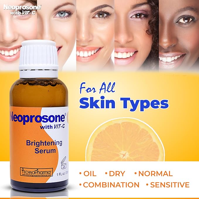 Neoprosone, Vitamin C Serum for Face | 1 Fl oz / 30ml | Brightening Serum For Dark Circle, Wrinkles | with Alpha Arbutin and Castor Oil