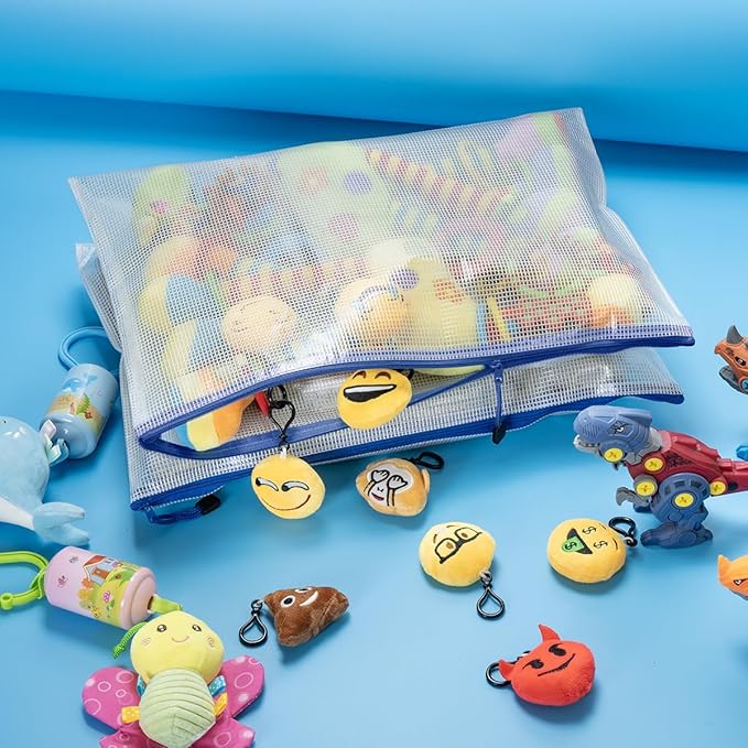 AUSTARK 10 Pcs Zipper File Bags, Waterproof Plastic Mesh Pouch for Office School, Board Game Storage Bags (A3 Size 16.9''x12'', Multicolored)