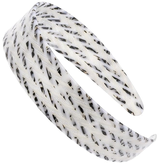 Camila Paris CP3462 French Headband for Women, Handmade White and Gray, Strong Hold Grip Women's Hair Band, Ligth and Very Flexible, No Slip and Durable Styling Girls Hair Accessories, Made in France