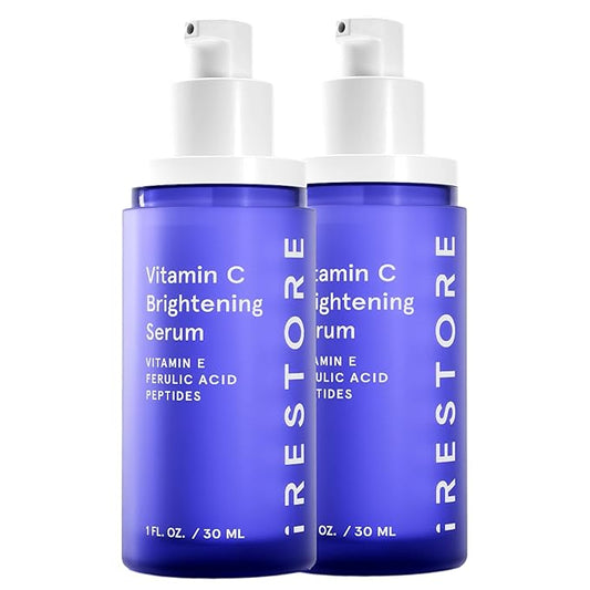 iRestore Vitamin C Brightening Serum – Anti Aging Face Serum with 15% Ascorbic Acid, Vitamin E, Ferulic Acid, Peptide Complex & Hyaluronic Acid (Pack of 2)