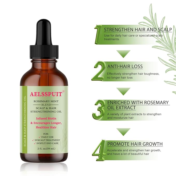 100% Pure Organic Rosemary Essential Oil for Hair Growth - Multi-Purpose Hair Treatment Oil Promotes Eyelash & Eyebrow Growth, 2.02fl oz (Small, Rosemary)