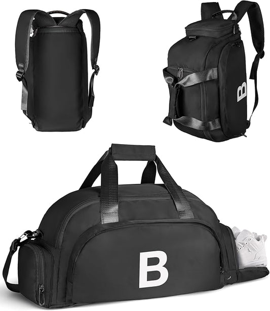 10 Year Old Boy Birthday Gifts, Initial Gym Bags with Shoe Compartment, Dance Bag for Girls, Monogram Kid Overnight Bags, Travel Duffle Tote-Perfect for Sport Outdoor (Letter B)