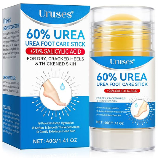 Urea Cream 60% plus Salicylic Acid 2% Urea Foot Care Stick, Foot Cream for Foot Callus Remover, Feet Moisturizer Stick for Dry Cracked Heels, Hands, Knees, Hydrating Heel Balm, Easy To Use