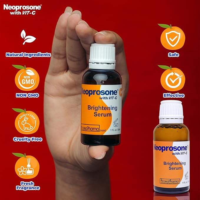 Neoprosone, Vitamin C Serum for Face | 1 Fl oz / 30ml | Brightening Serum For Dark Circle, Wrinkles | with Alpha Arbutin and Castor Oil