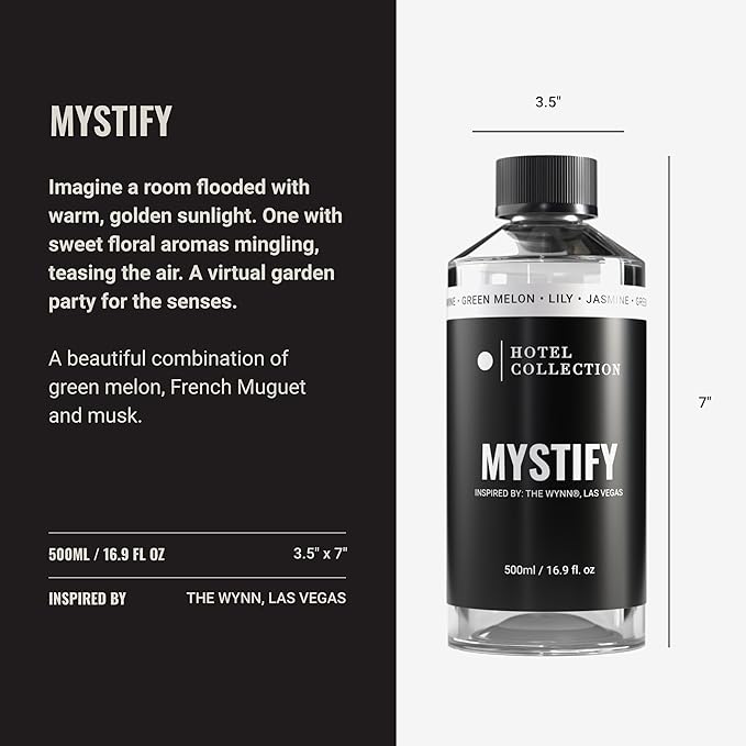 Hotel Collection Diffuser Oil - Mystify - Aromatherapy Essential Fragrance Oil - Jasmine, Green Melon, Lily - 500mL 16.9 Fl oz