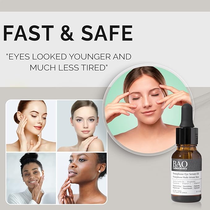 Persephone Eye Serum Oil (15 ML) | Sacha Inchi Oil, Bisabolol and Vitamin C & E | Eye Serum for Wrinkles, Finelines and Dark Circle