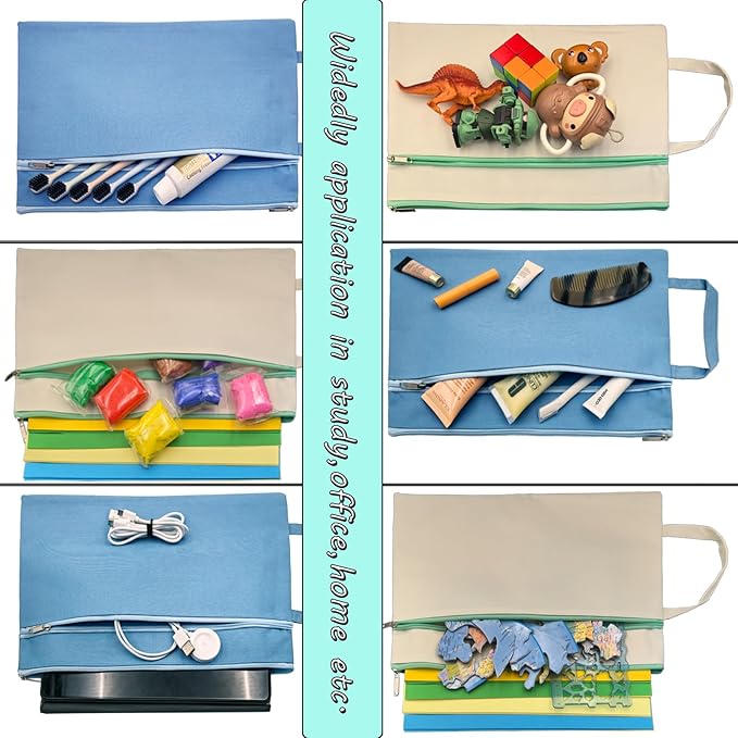 A4 Mesh Zipper Pouch, Waterproof File Bag with Handle,Foldable Document Organizer for School, Office, Travel - Durable Folder with Puzzle Project/Cross Stitch (2)