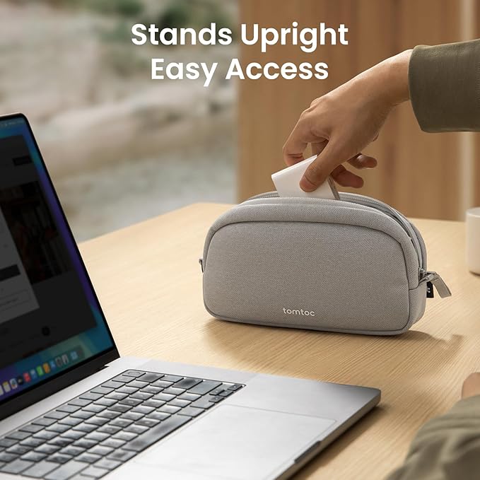 tomtoc Electronics Organizer Travel Case, Water Resistant Travel Bag Cable Organizer for Essentials, Tech Pouch Accessories Carry Storage for Cord, Phone, Cables, Airpods, USB Flash Drive, Daily Items