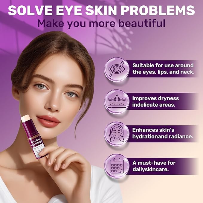 3pcs Calcium Volume Multi Balm,Calcium Multi Balm,Wrinkle Core Stick，Korean Collagen Moisturing Stick, Anti-aging, Hydrating, Almond & Vitamin E for Lip Balm Eye Cream Neck