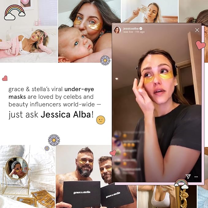 grace & stella Award Winning Under Eye Mask - Travel Essentials - Birthday Gifts for Women - Gel Eye Patches for Dark Circles, Puffy Eyes, Wrinkles, Undereye Bags - Vegan - Self Care (24 Pairs, Gold)