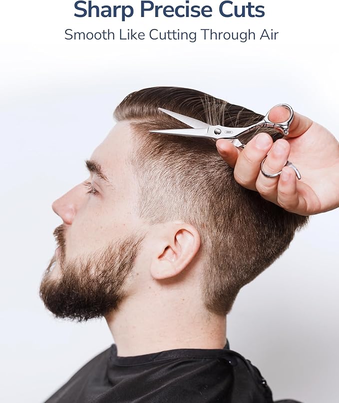 ULG Professional Hair Cutting Scissors 7" Japanese Stainless Steel Hand-Honed Salon Barber Scissors for Stylists & Home Use, Haircut Shears for Men & Women, Ergonomic Design with Patterned Handles