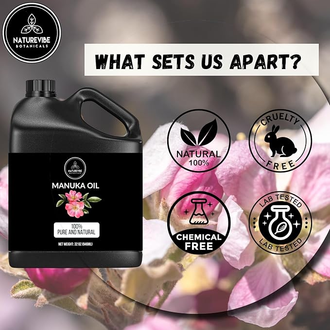 Naturevibe Botanicals Manuka Oil 32 Ounces | 100% Pure and Natural | Great for Skin Care and Hair Care