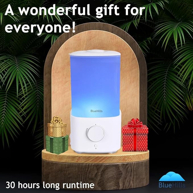 BlueHills Premium 2300 ML XL Large Essential Oil Diffuser Humidifier Combo for Large Room Home Huge Coverage Area 2 Liter Extra Big Capacity Huge Diffuser with Décor LED Lights Square White - L001