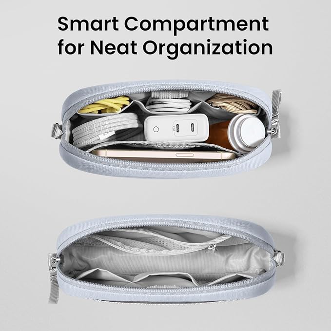 tomtoc Electronics Organizer Travel Case Performance, Water Resistant Bag Cable Tech Pouch Accessories, Carry Storage for Cord, Phone, Cables, Airpods, USB Flash Drive, Daily Items