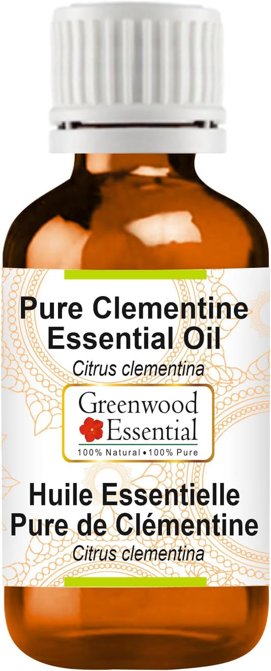 Greenwood Essential Clementine Essential Oil (Citrus Clementina) Pure | Non-Sticky | Non-Greasy | Lightweight | Men & Women | All Skin Types | Steam Distilled 15ml (0.50 oz)