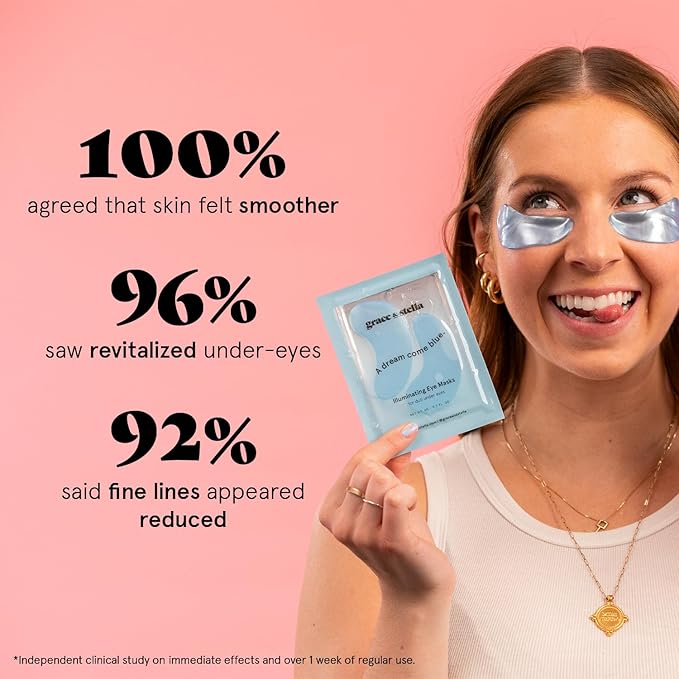 grace & stella Award Winning Under Eye Mask Reduce Dark Circles, Puffy Eyes, Undereye Bags, Wrinkles, Gel Under Eye Patches, Birthday Gifts for Women - Vegan Cruelty-Free Self Care (24 Pairs, Blue)